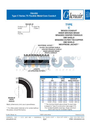 750-035-16 datasheet - Flexible Metal-Core Conduit