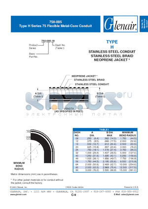 750-095-16 datasheet - Flexible Metal-Core Conduit