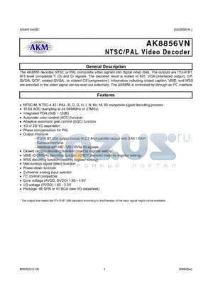 AK8856VN datasheet - NTSC/PAL Video Decoder