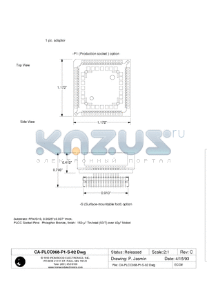 CA-PLCC068-P1-S-02 datasheet - pc. adaptor