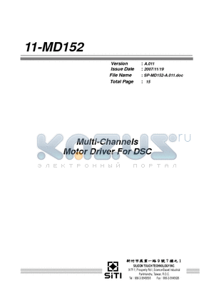 11-MD152 datasheet - Multi-Channels Motor Driver For DSC