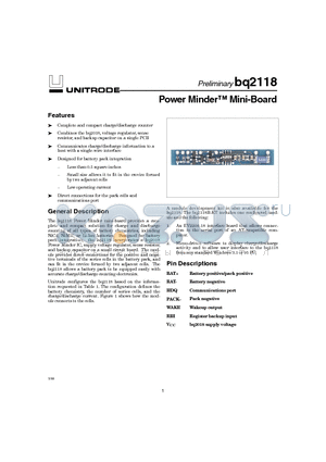 BQ2118 datasheet - Power Minder Mini-Board