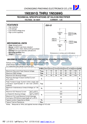 1N5397G datasheet - TECHNICAL SPECIFICATIONS OF SILICON RECTIFIER