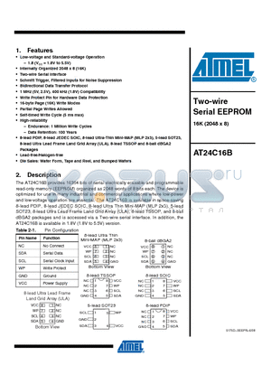 AT24C16B-TH-T datasheet - Two-wire Serial EEPROM