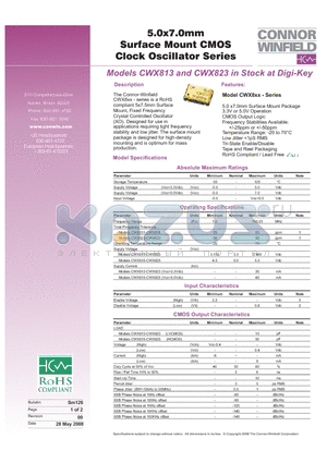 CWX825-16.384M datasheet - Surface Mount CMOS Clock Oscillator Series