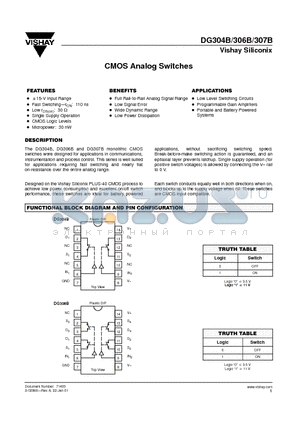 DG304B datasheet - CMOS Analog Switches