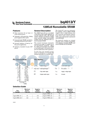 BQ4011MA-85 datasheet - 128Kx8 Nonvolatile SRAM