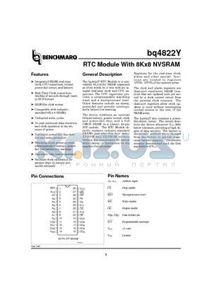 BQ4822YMA-70 datasheet - RTC Module With 8Kx8 NVSRAM