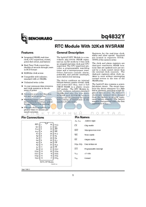 BQ4832YMA-85 datasheet - RTC Module With 32Kx8 NVSRAM