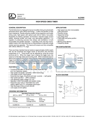 ALD555SA datasheet - 112dB 192kHz 24-BIT SCH DAC