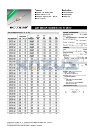 5300-01-RC datasheet - 5300 Series Conformal Coated RF Choke