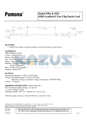 5301-12-0 datasheet - SMD Grabber Test Clip Patch Cord