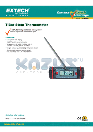 392065 datasheet - T-Bar Stem Thermometer