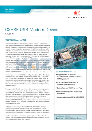 CX06836 datasheet - CXHSF-USB Modem Device