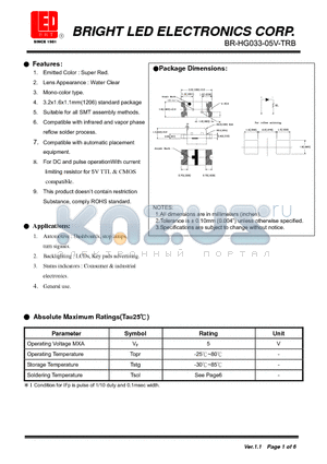 BR-HG033-05V-TRB datasheet - Super Red Mono-color type.