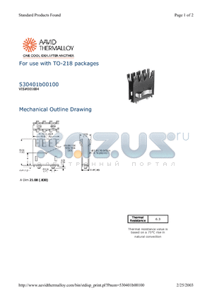 530401B00150 datasheet - For use with TO-218 packages