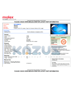 0211000013 datasheet - 2.54mm (.100