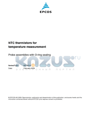 B57301K datasheet - NTC thermistors for temperature measurement