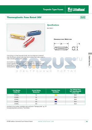 0214020.Z datasheet - Thermoplastic Fuse Rated 36V