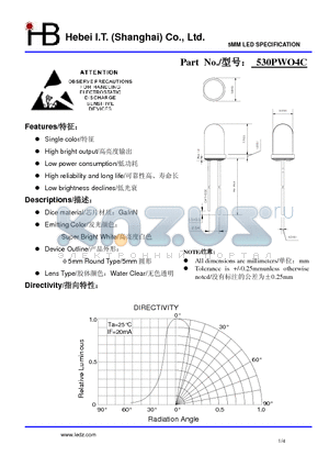 530PWO4C datasheet - 5MM LED