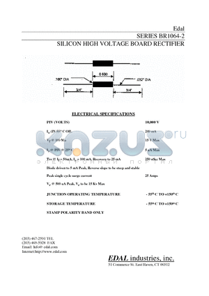 BR1064-2 datasheet - SILICON HIGH VOLTAGE BOARD RECTIFIER