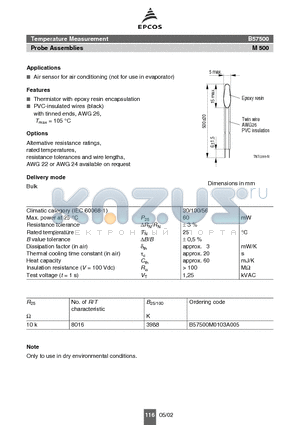 B57500M0103A005 datasheet - Air sensor for air conditioning