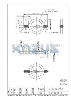 BR2330A/FA datasheet - Lithium and Micro Battery Business Unit