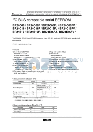 BR24C08F datasheet - I2C BUS compatible serial EEPROM