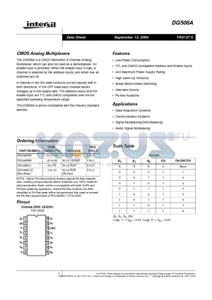 DG508ABK datasheet - CMOS Analog Multiplexers