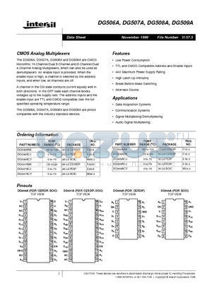 DG509ACJ datasheet - CMOS Analog Multiplexers