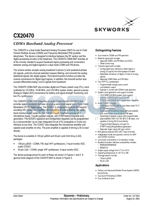 CX20470 datasheet - CDMA Baseband Analog Processor