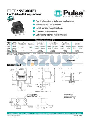 CX2148AT datasheet - RF TRANSFORMER For Wideband RF Applications