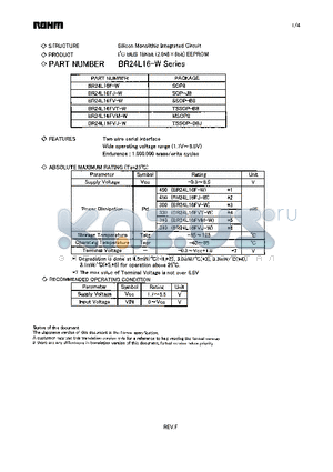 BR24L16-W datasheet - I2C BUS 16Kbit (2,048 x 8bit) EEPROM