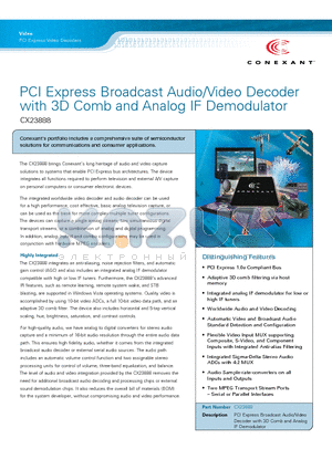 CX23888 datasheet - PCI Express Broadcast Audio/Video
