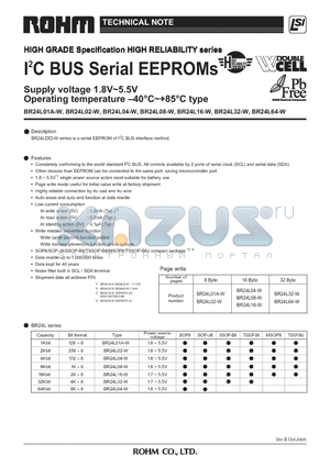 BR24L16-W datasheet - I2C BUS Serial EEPROMs