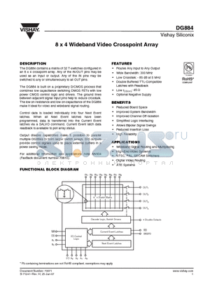 DG884_08 datasheet - 8 x 4 Wideband Video Crosspoint Array