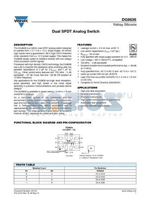 DG9636EN-T1-E4 datasheet - Dual SPDT Analog Switch