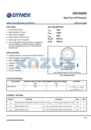 DGT305SE datasheet - Gate Turn-off Thyristor