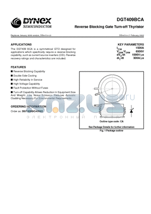 DGT409BCA datasheet - Reverse Blocking Gate Turn-off Thyristor