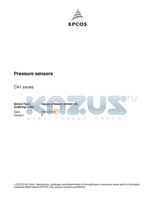 B58601G5010A001 datasheet - Pressure sensors