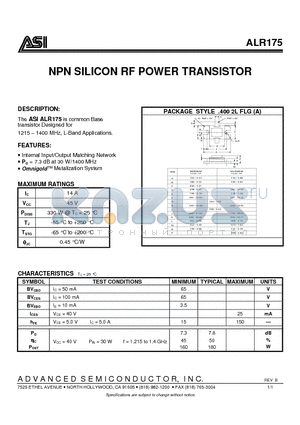 ALR175 datasheet - NPN SILICON RF POWER TRANSISTOR