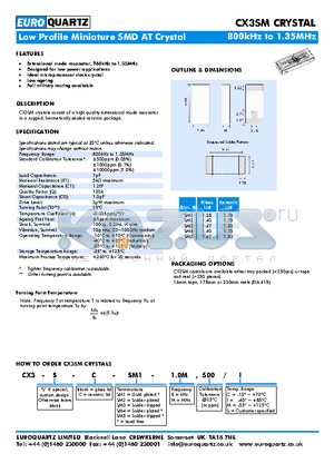 CX3SM datasheet - Extensional mode resonator, 760kHz to 1.35MHz