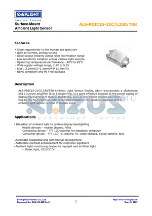 ALS-PDIC15-21C datasheet - Surface-Mount Ambient Light Sensor