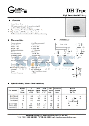 DH1A050D0 datasheet - High Insulation DIP Relay