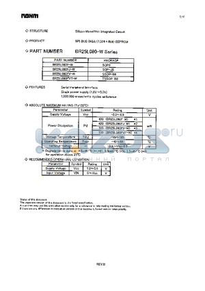 BR25L080F-W datasheet - SPI BUS 8Kbit (1,024 x 8bit) EEPROM