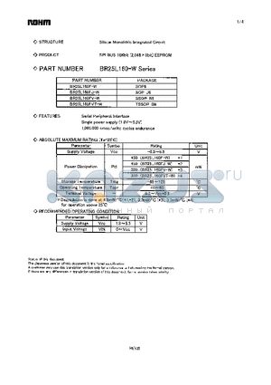 BR25L160FVT-W datasheet - SPI BUS 16Kbit (2,048 x 8bit) EEPROM