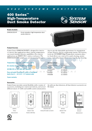 DH400ACDCIHT datasheet - High-Temperature Duct Smoke Detector