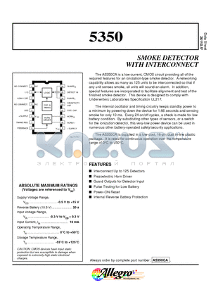 5350 datasheet - SMOKE DETECTOR WITH INTERCONNECT