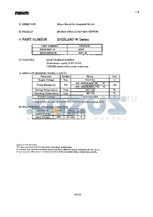 BR25L640-W datasheet - SPI BUS 64Kbit (8,192 x 8bit) EEPROM