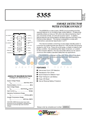 5355 datasheet - SMOKE DETECTOR WITH INTERCONNECT